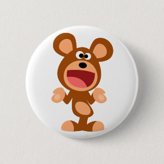 "Oh well..." Shrugging Cartoon Bear Button Badge