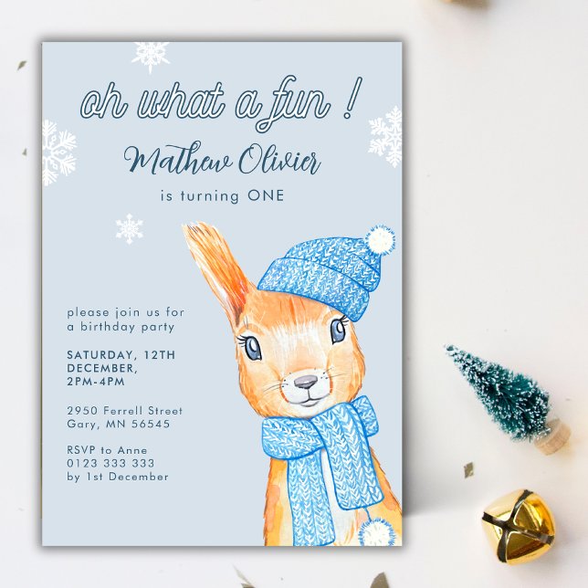 Oh What A Fun Winter First 1st Birthday Invitation (Creator Uploaded)