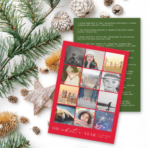 Oh! What A Year In Review Modern 20 Photo Collage Holiday Card