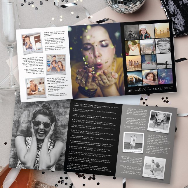 Oh What A Year In Review Modern 20 Photo Collage Tri-Fold Holiday Card (Oh What A Year In Review Modern 20 Photo Collage Tri-Fold Holiday Card @ fat_fa_tin)