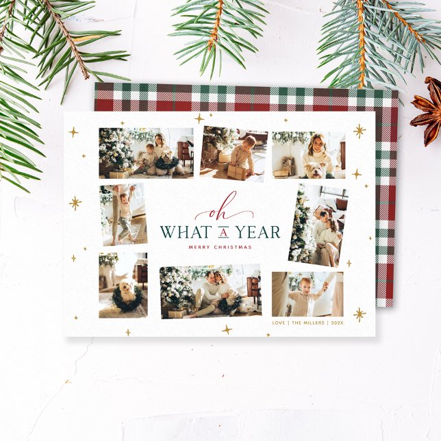 Oh What a Year Modern Family Photo Collage Holiday Card (Creator Uploaded)
