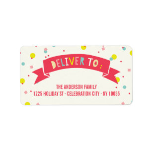 Oh What Fun Banner Confetti Holiday Return Address Label