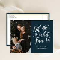 Oh What Fun Blue Calligraphy Snowflakes Photo