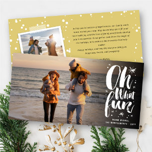 Oh What Fun Brush Script Sparkling Stars Fun Photo Holiday Card