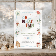Oh What Fun Christmas 1st Birthday Invitation Boys
