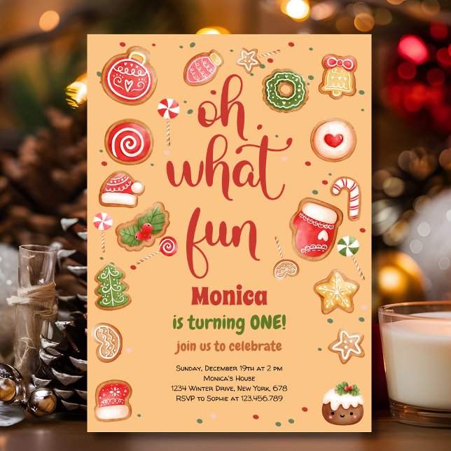 Oh what fun christmas birthday invitation (Creator Uploaded)