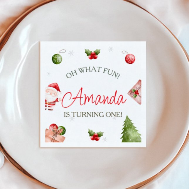 Oh What Fun Christmas Birthday  Napkin (Creator Uploaded)