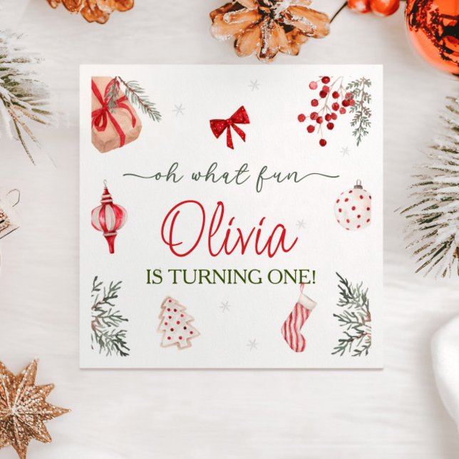 Oh What Fun Christmas Birthday  Napkin (Creator Uploaded)