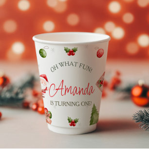 Oh What Fun Christmas Birthday Paper Cups