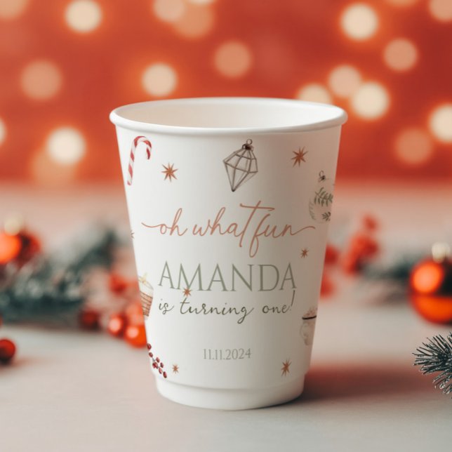 Oh What Fun Christmas Birthday  Paper Cups (Creator Uploaded)