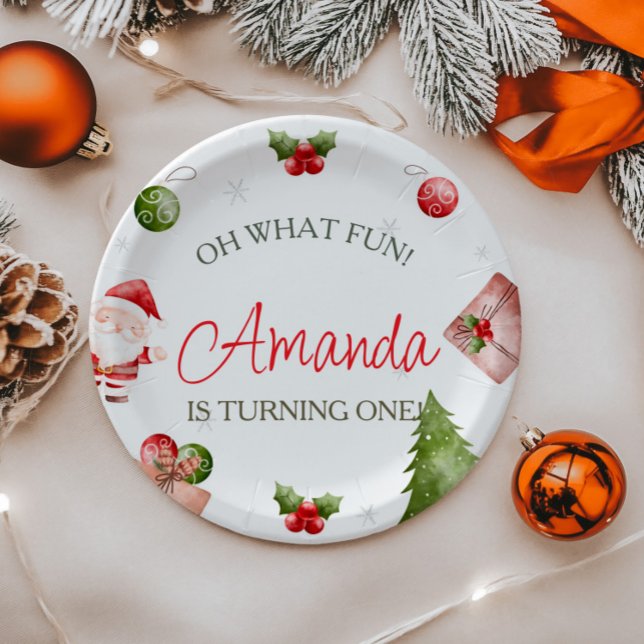 Oh What Fun Christmas Birthday  Paper Plate (Creator Uploaded)
