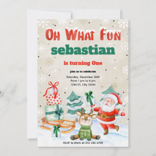 Oh What Fun Christmas Birthday Party Invitation