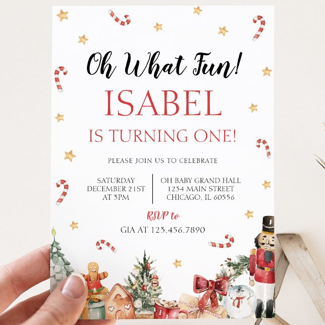Oh What Fun Christmas Birthday Party Invitation (Creator Uploaded)