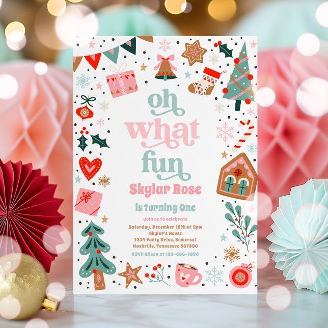 Oh What Fun Christmas Birthday Party Invitation (Creator Uploaded)