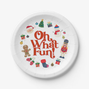 Oh What Fun Christmas Birthday Party Table Decor Paper Plate
