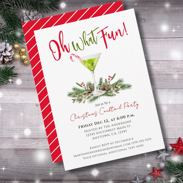 Oh What Fun Christmas Cocktail Martini Party    Invitation (Creator Uploaded)