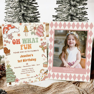 Oh What Fun! Christmas Cookie 1st Birthday Party Invitation