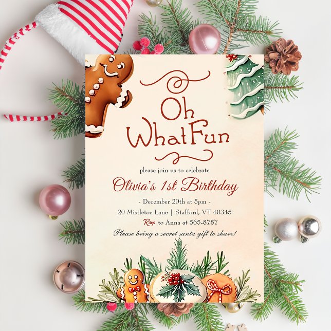 Oh What Fun! Christmas Cookies Birthday Party Invitation (Creator Uploaded)