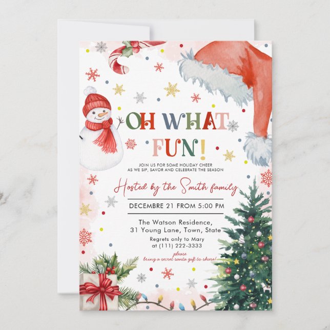 Oh What Fun Christmas holiday Party Invitation (Front)