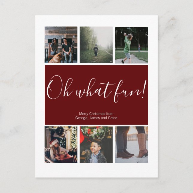 Oh What Fun Christmas Holiday Personalised Postcard (Front)