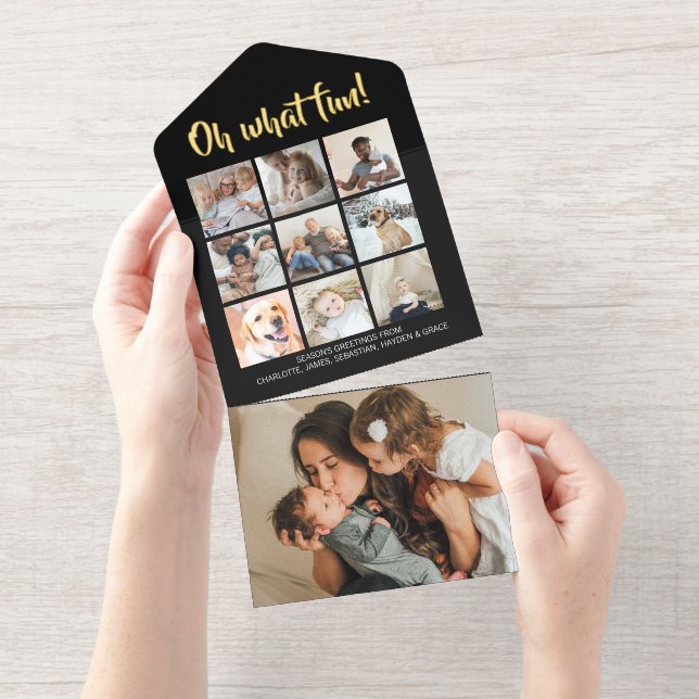 Oh What Fun Christmas Personalised 10 Photo All In One Invitation (Tearaway)