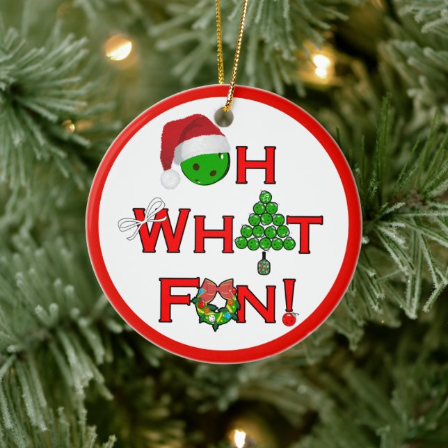 Oh What Fun Christmas Pickleball Ceramic Tree Decoration (Tree)