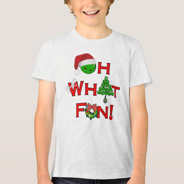 Oh What Fun Christmas Pickleball Party Tri-Blend Shirt (Front)