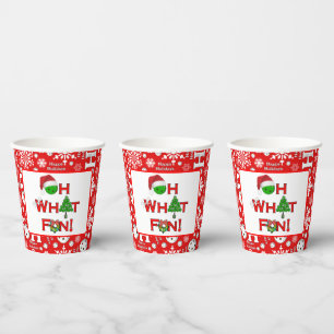 Oh What Fun Christmas Pickleball Red Ho Ho Ho Paper Cups