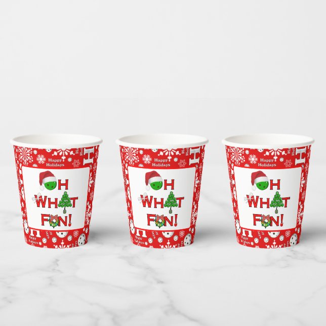 Oh What Fun Christmas Pickleball Red Ho Ho Ho Paper Cups (Multi)