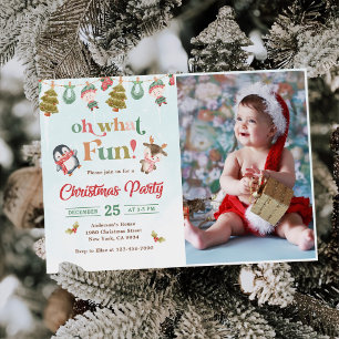 Oh What Fun Christmas Winter Party Photo Invitation