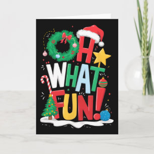 Oh What Fun Christmas With Wreath And Tree Card