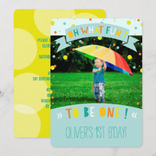 Oh What Fun Colourful Confetti First Birthday Part Invitation