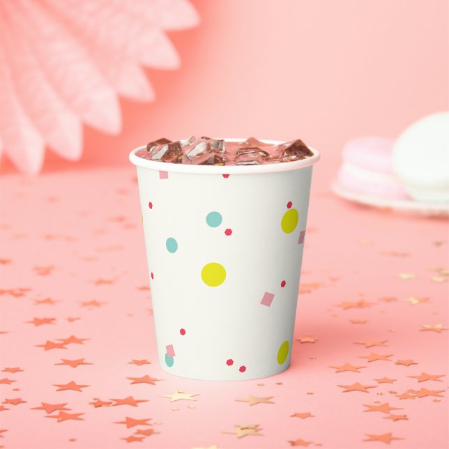 Oh What Fun Colourful Confetti Kid's Birthday Part Paper Cups (Insitu)