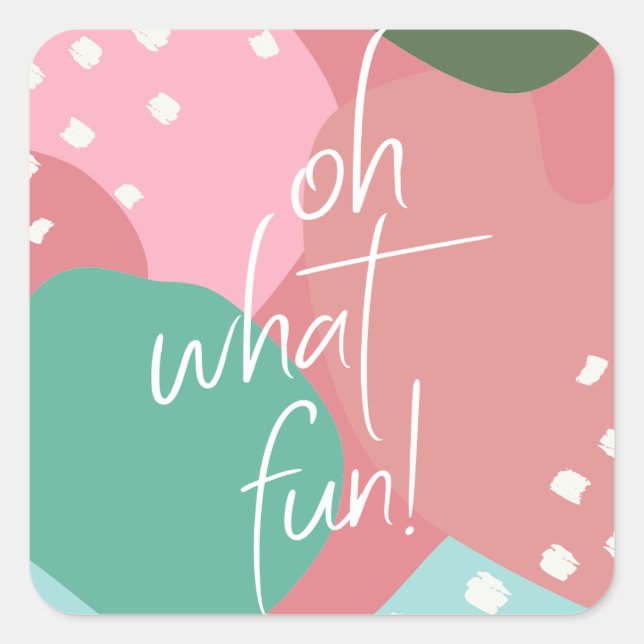 Oh What Fun Colourful Mod Abstract Christmas Square Sticker (Front)