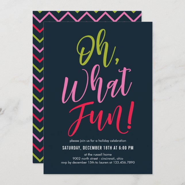 Oh What Fun EDITABLE COLOR Party Invitation (Front/Back)