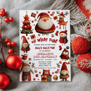 OH What Fun Festive Christmas Kids' Birthday Party Invitation