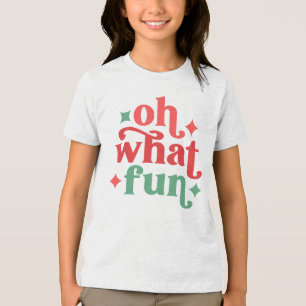 Oh What Fun - Festive Holiday Typography Tri-Blend Shirt