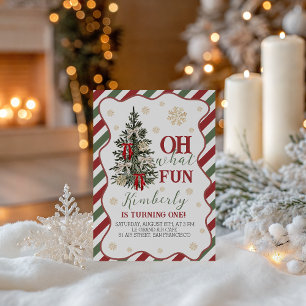 Oh What Fun First Birthday Invite