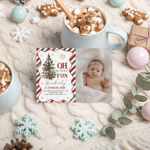 Oh What Fun First Birthday Photo Invite