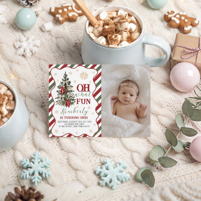 Oh What Fun First Birthday Photo Invite (Creator Uploaded)