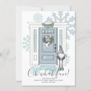 Oh What Fun Front Door And Elf Christmas Holiday Card