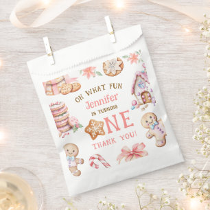 Oh What Fun Gingerbread 1st Birthday Favour Bags