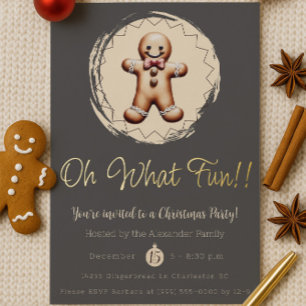 Oh What Fun Gingerbread Man Holiday Party   Gray