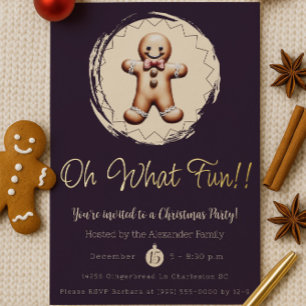 Oh What Fun Gingerbread Man Holiday Party Purple