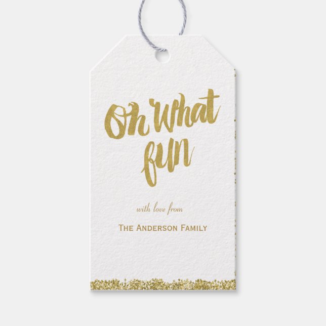 Oh what fun glitter gift tags (Front)