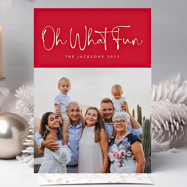 Oh What Fun GOLD Pressed Christmas Red Photo (Creator Uploaded)