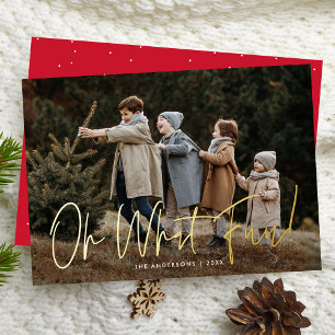 Oh What Fun Handwritten Script Red Photo