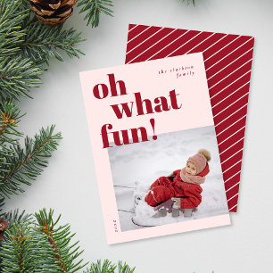 Oh What Fun Happy Holidays Candy Cane Photo Holiday Card
