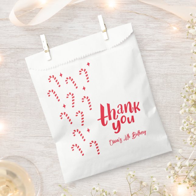 Oh What fun Holiday Candy Cane Birthday Favour Bags (Clipped)