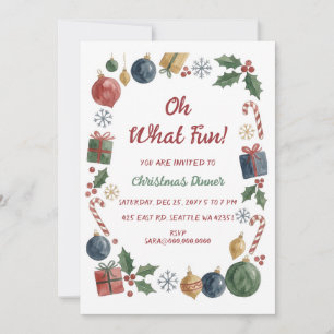 Oh What Fun Holiday Dinner Christmas Party Invitation